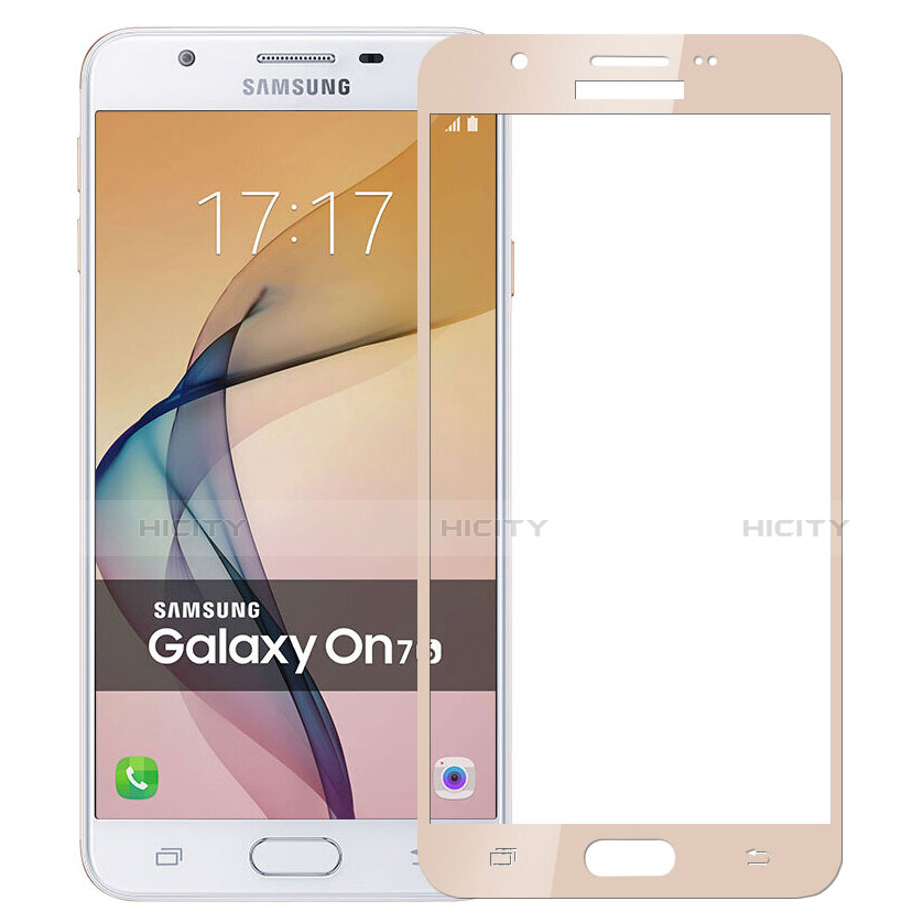 Samsung Galaxy J7 Prime用強化ガラス フル液晶保護フィルム サムスン ゴールド