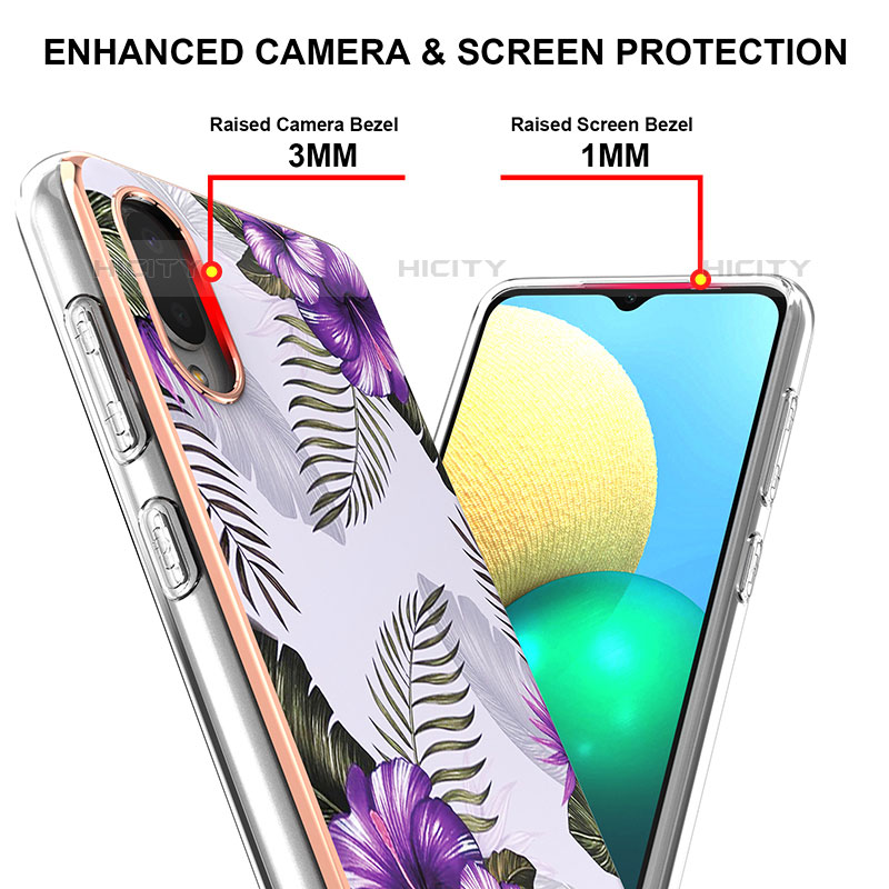 Samsung Galaxy M02用シリコンケース ソフトタッチラバー バタフライ パターン カバー Y03B サムスン 