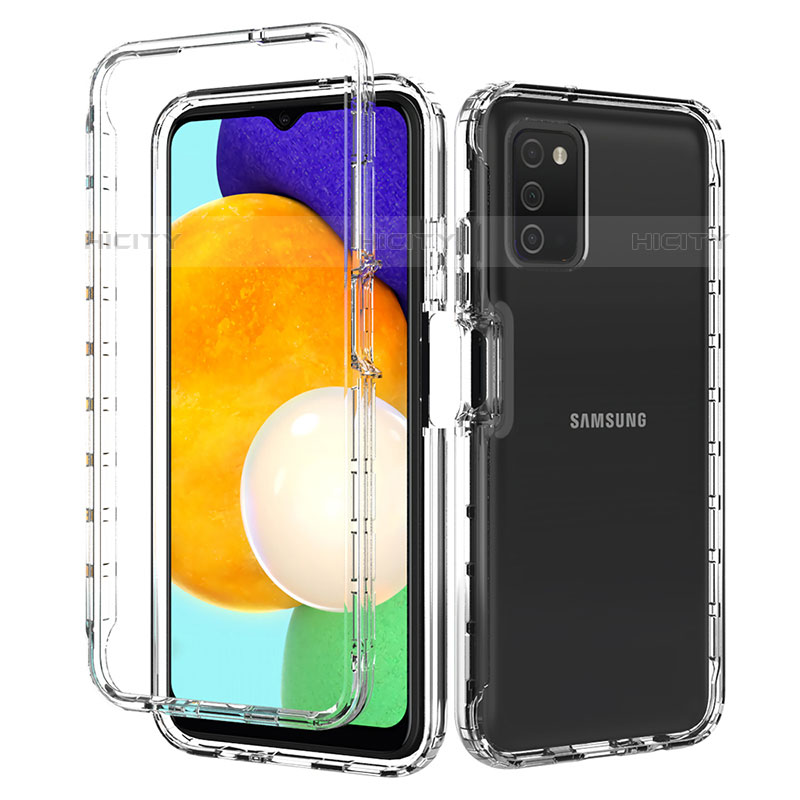 Samsung Galaxy M02s用前面と背面 360度 フルカバー 極薄ソフトケース シリコンケース 耐衝撃 全面保護 バンパー 透明 サムスン クリア