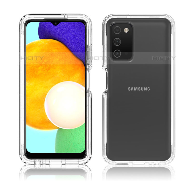 Samsung Galaxy M02s用前面と背面 360度 フルカバー 極薄ソフトケース シリコンケース 耐衝撃 全面保護 バンパー 勾配色 透明 サムスン 