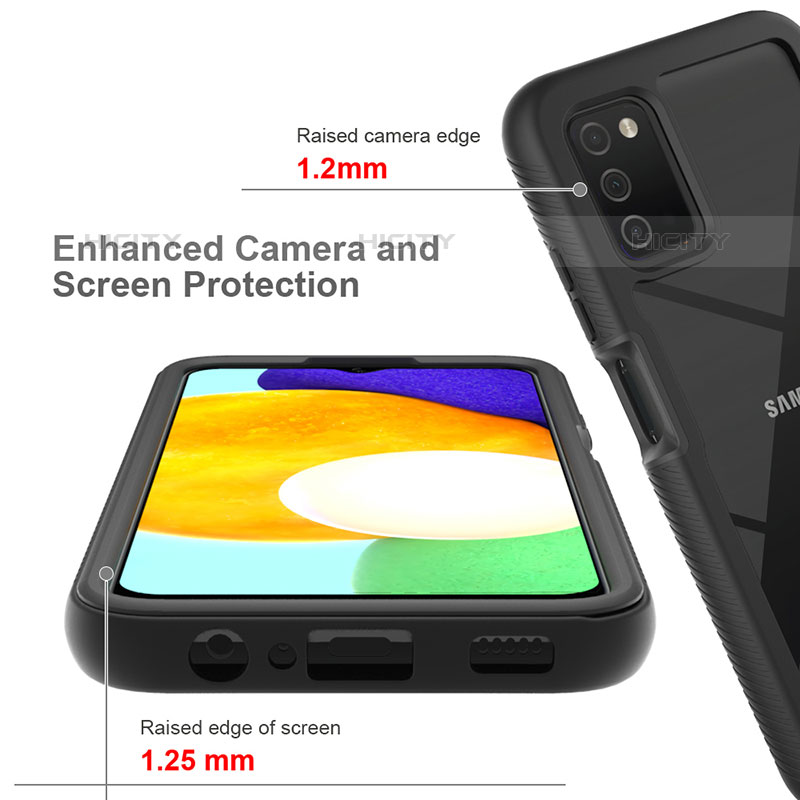 Samsung Galaxy M02s用360度 フルカバー ハイブリットバンパーケース クリア透明 プラスチック カバー ZJ5 サムスン 