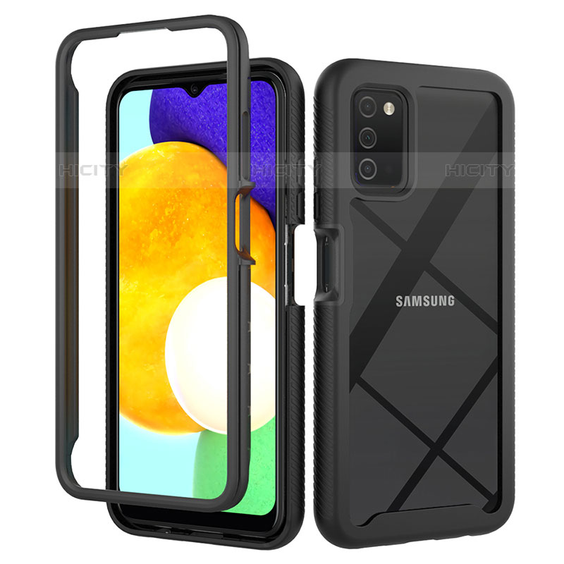 Samsung Galaxy M02s用360度 フルカバー ハイブリットバンパーケース クリア透明 プラスチック カバー ZJ5 サムスン 