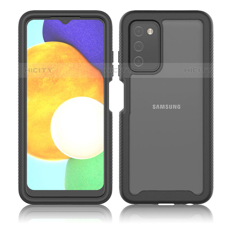 Samsung Galaxy M02s用360度 フルカバー ハイブリットバンパーケース クリア透明 プラスチック カバー ZJ4 サムスン 