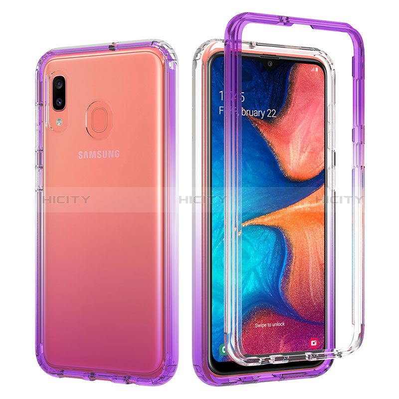 Samsung Galaxy M10S用前面と背面 360度 フルカバー 極薄ソフトケース シリコンケース 耐衝撃 全面保護 バンパー 勾配色 透明 サムスン 