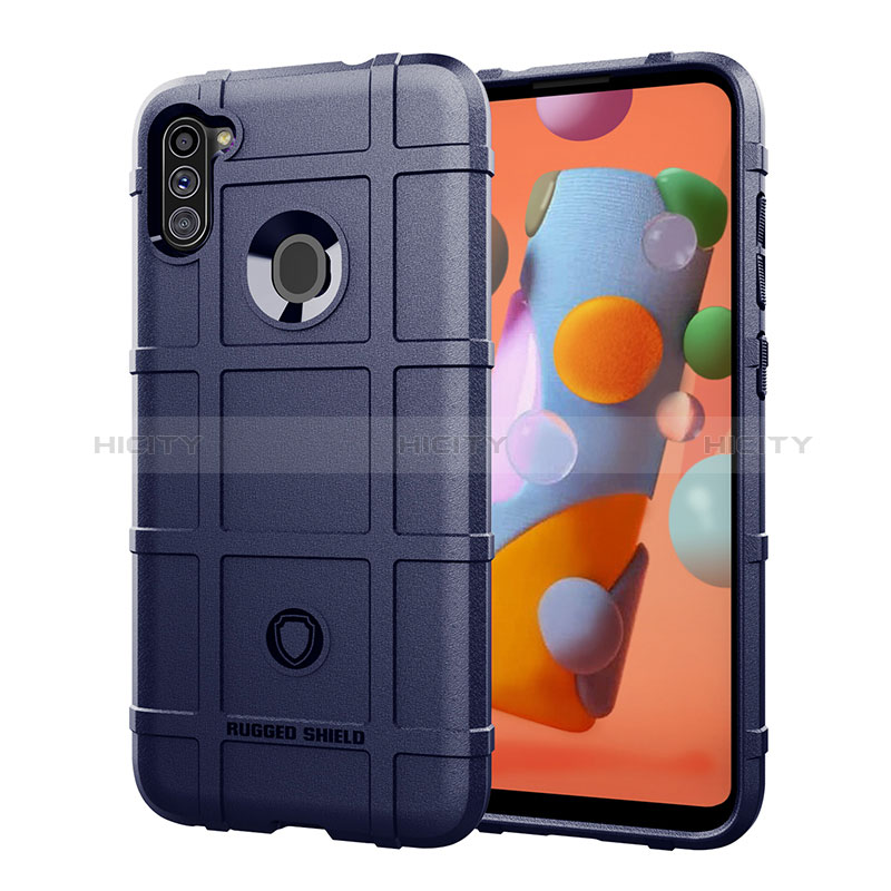 Samsung Galaxy M11用360度 フルカバー極薄ソフトケース シリコンケース 耐衝撃 全面保護 バンパー J01S サムスン ネイビー