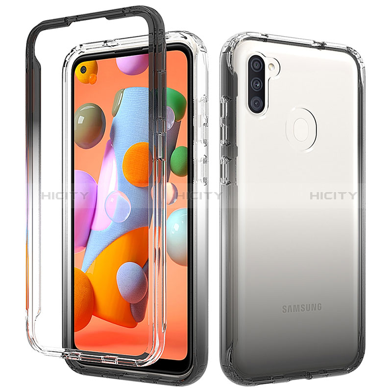 Samsung Galaxy M11用前面と背面 360度 フルカバー 極薄ソフトケース シリコンケース 耐衝撃 全面保護 バンパー 勾配色 透明 サムスン 