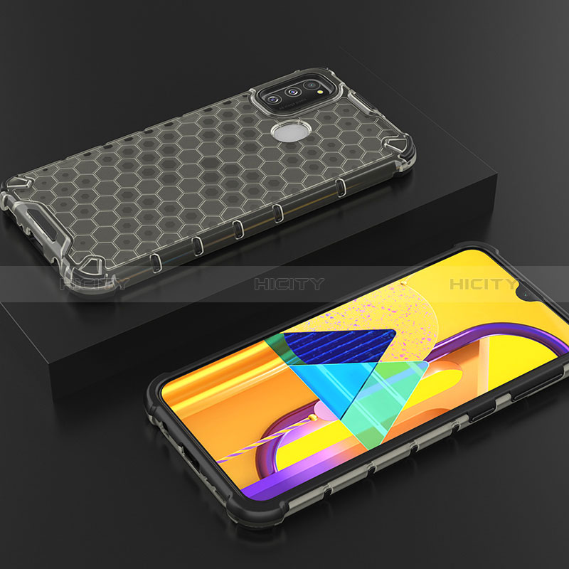 Samsung Galaxy M21用360度 フルカバー ハイブリットバンパーケース クリア透明 プラスチック カバー AM2 サムスン ブラック