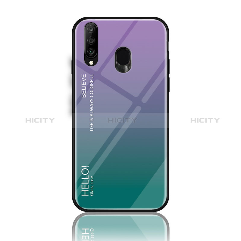 Samsung Galaxy M30用ハイブリットバンパーケース プラスチック 鏡面 虹 グラデーション 勾配色 カバー LS1 サムスン マルチカラー