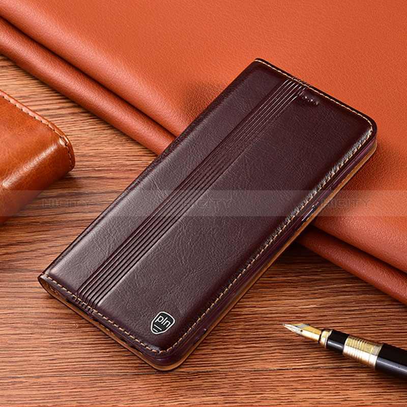 Samsung Galaxy M30s用手帳型 レザーケース スタンド カバー H06P サムスン ブラウン