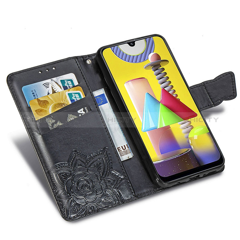 Samsung Galaxy M31 Prime Edition用手帳型 レザーケース スタンド バタフライ 蝶 カバー サムスン 