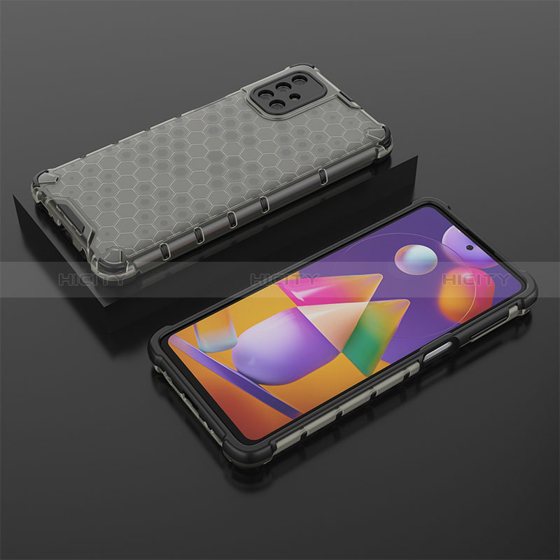 Samsung Galaxy M31s用360度 フルカバー ハイブリットバンパーケース クリア透明 プラスチック カバー AM2 サムスン ブラック