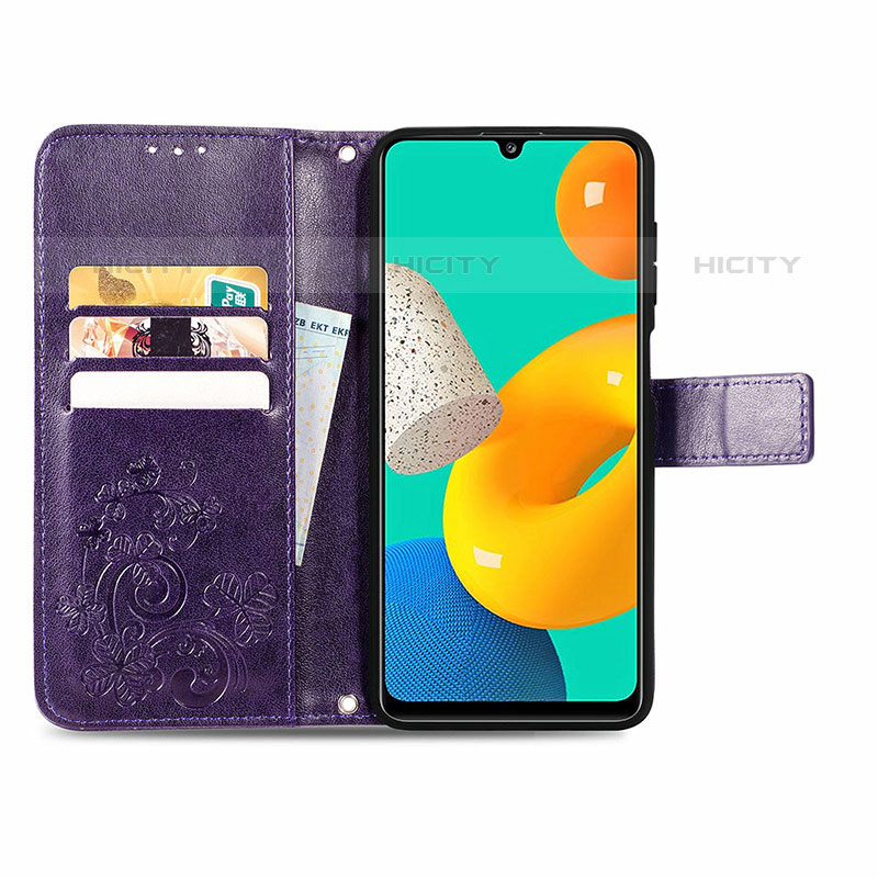 Samsung Galaxy M32 4G用手帳型 レザーケース スタンド 花 カバー サムスン 