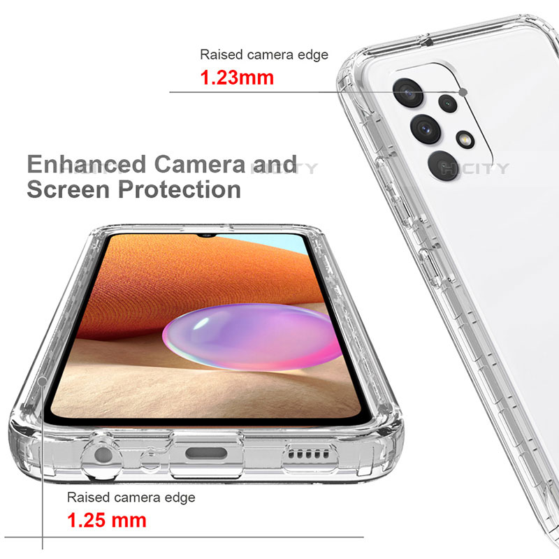 Samsung Galaxy M32 5G用前面と背面 360度 フルカバー 極薄ソフトケース シリコンケース 耐衝撃 全面保護 バンパー 勾配色 透明 サムスン 