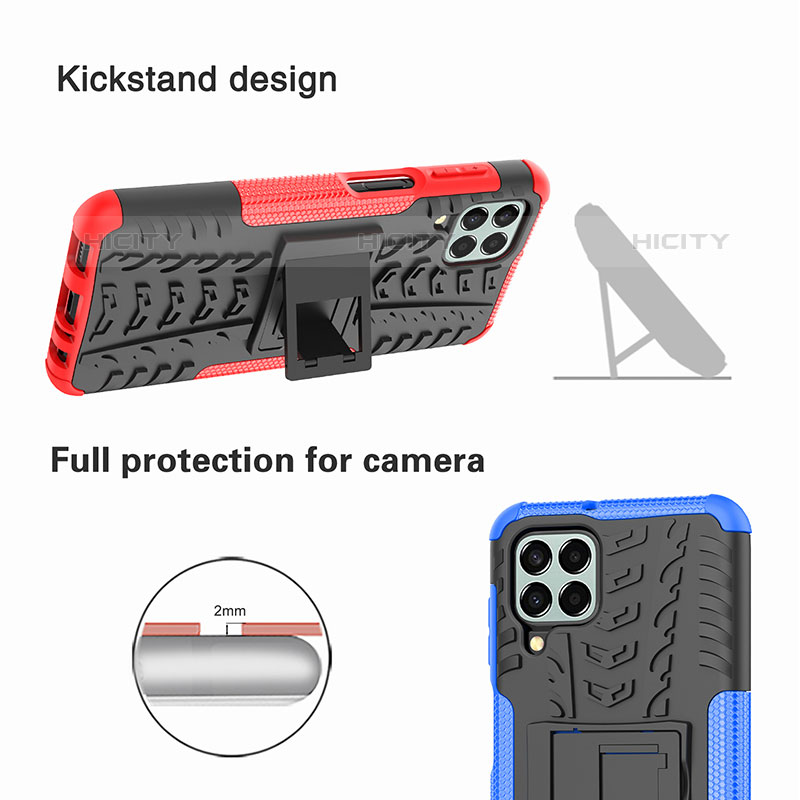 Samsung Galaxy M33 5G用ハイブリットバンパーケース スタンド プラスチック 兼シリコーン カバー J01X サムスン 