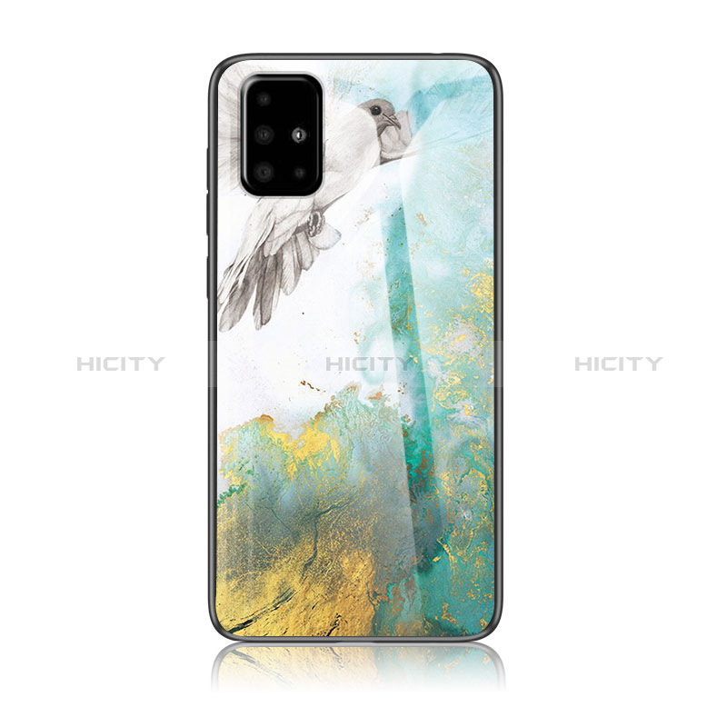 Samsung Galaxy M40S用ハイブリットバンパーケース プラスチック パターン 鏡面 カバー サムスン グリーン