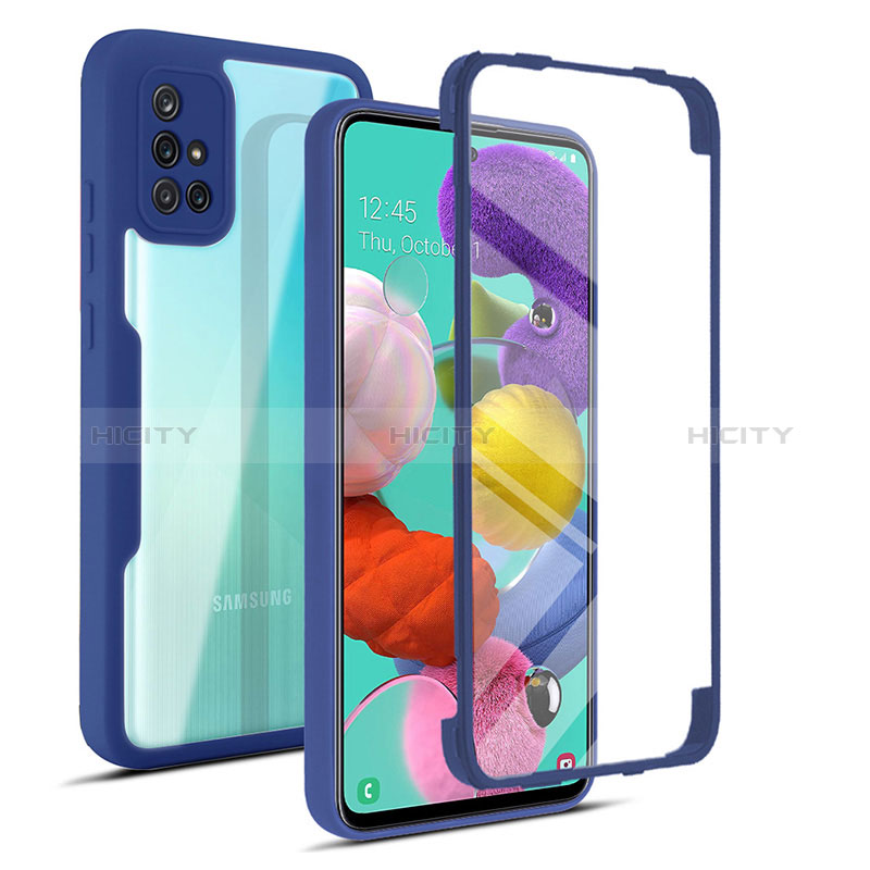 Samsung Galaxy M40S用360度 フルカバー ハイブリットバンパーケース クリア透明 プラスチック カバー MJ1 サムスン ネイビー