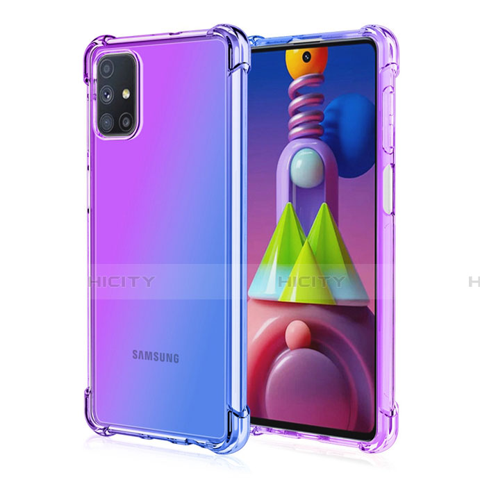 Samsung Galaxy M51用極薄ソフトケース グラデーション 勾配色 クリア透明 サムスン パープル