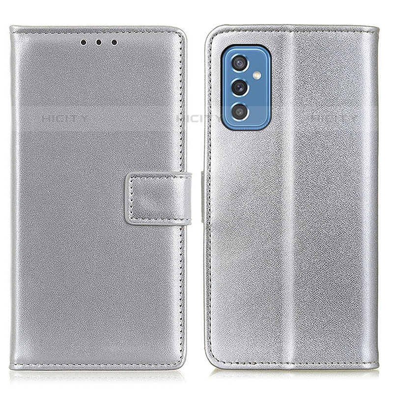 Samsung Galaxy M52 5G用手帳型 レザーケース スタンド カバー A08D サムスン シルバー