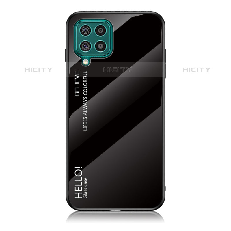 Samsung Galaxy M62 4G用ハイブリットバンパーケース プラスチック 鏡面 虹 グラデーション 勾配色 カバー LS1 サムスン ブラック