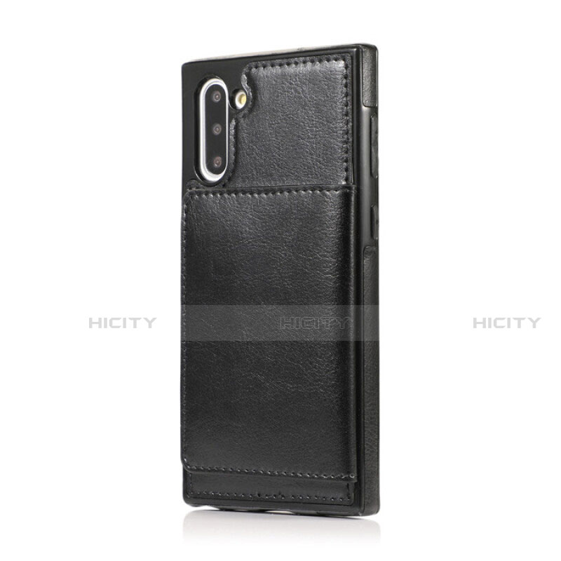 Samsung Galaxy Note 10用ケース 高級感 手触り良いレザー柄 R02 サムスン ブラック