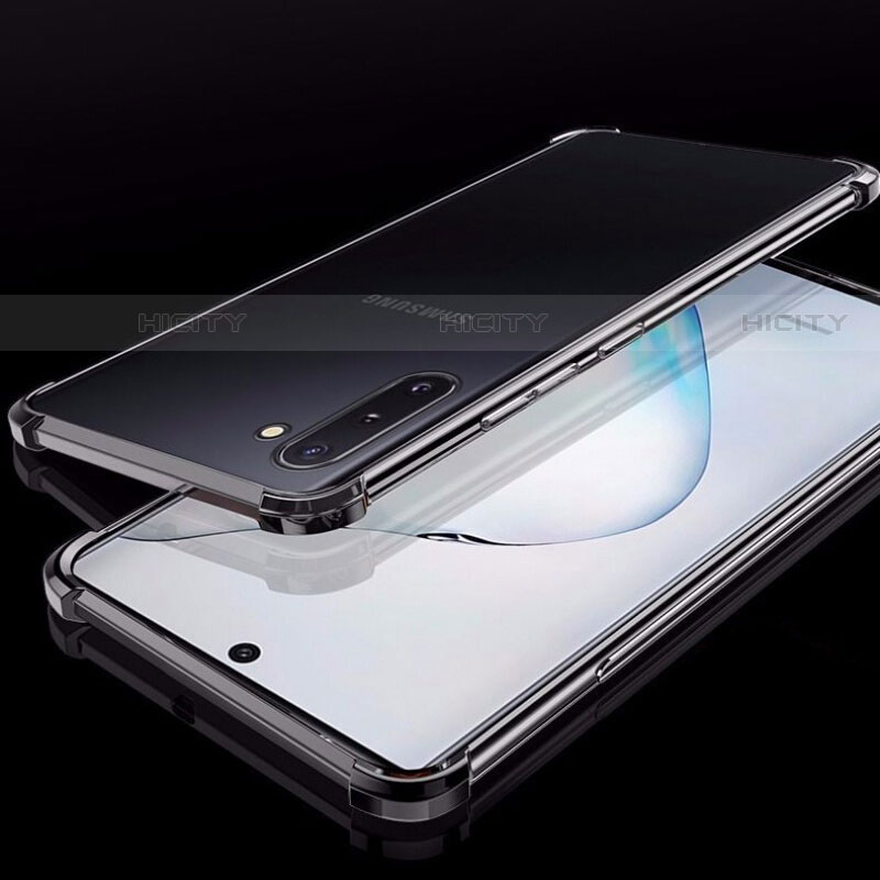 Samsung Galaxy Note 10用極薄ソフトケース シリコンケース 耐衝撃 全面保護 クリア透明 H02 サムスン ブラック