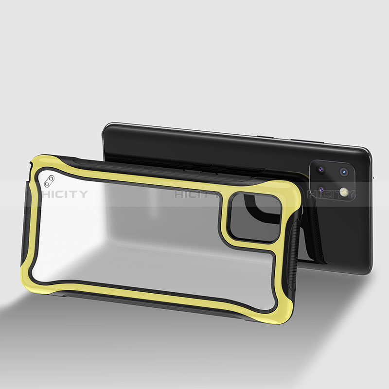 Samsung Galaxy Note 10 Lite用360度 フルカバー ハイブリットバンパーケース クリア透明 プラスチック カバー サムスン イエロー