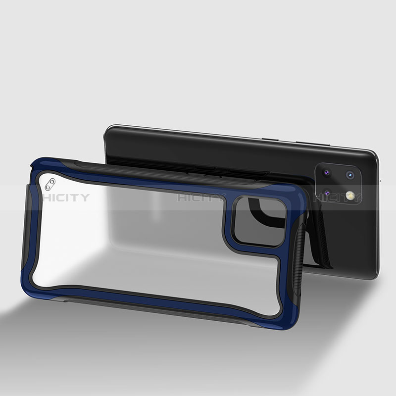 Samsung Galaxy Note 10 Lite用360度 フルカバー ハイブリットバンパーケース クリア透明 プラスチック カバー サムスン ネイビー