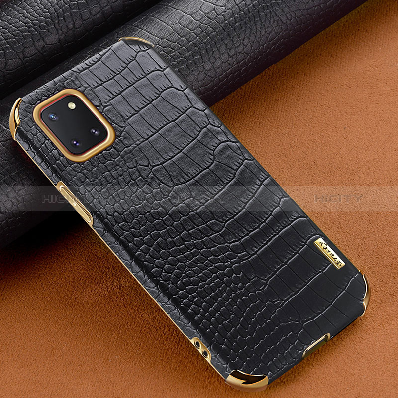 Samsung Galaxy Note 10 Lite用ケース 高級感 手触り良いレザー柄 サムスン ブラック