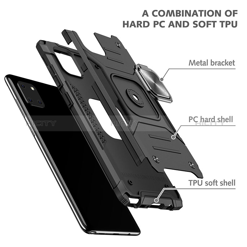 Samsung Galaxy Note 10 Lite用ハイブリットバンパーケース プラスチック アンド指輪 マグネット式 MQ1 サムスン 