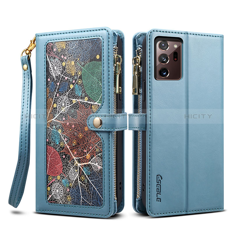 Samsung Galaxy Note 20 Ultra 5G用手帳型 レザーケース スタンド カバー B02S サムスン ネイビー