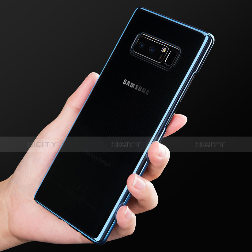 Samsung Galaxy Note 8用極薄ソフトケース シリコンケース 耐衝撃 全面保護 クリア透明 T05 サムスン ネイビー