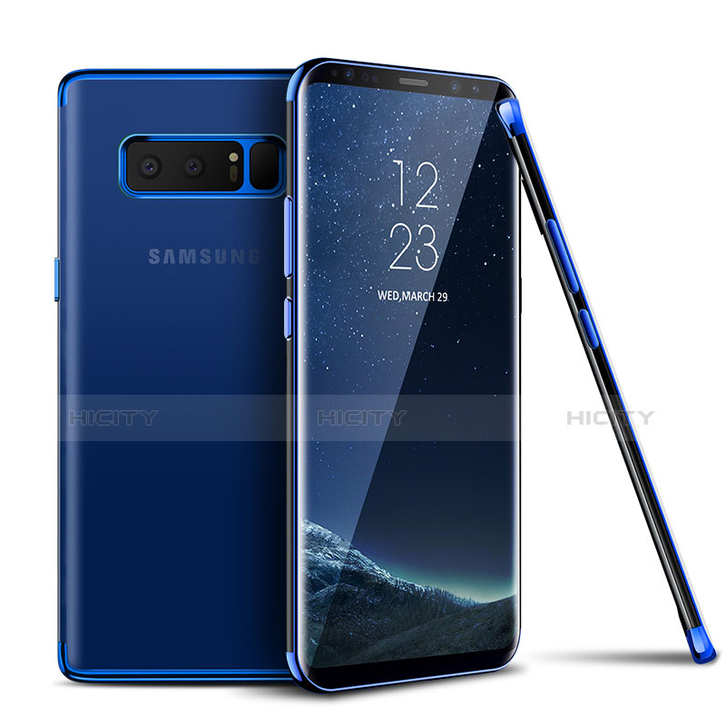 Samsung Galaxy Note 8用極薄ソフトケース シリコンケース 耐衝撃 全面保護 クリア透明 T06 サムスン ネイビー