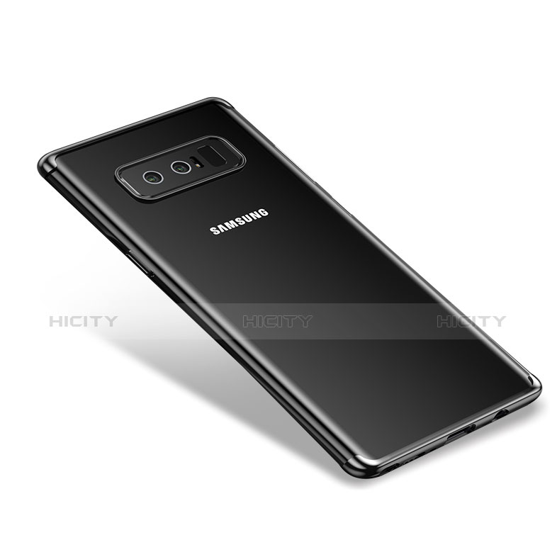 Samsung Galaxy Note 8用極薄ソフトケース シリコンケース 耐衝撃 全面保護 クリア透明 T06 サムスン シルバー