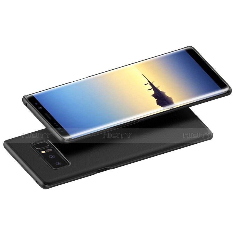 Samsung Galaxy Note 8用ハードケース プラスチック 質感もマット アンド指輪 A03 サムスン ブラック