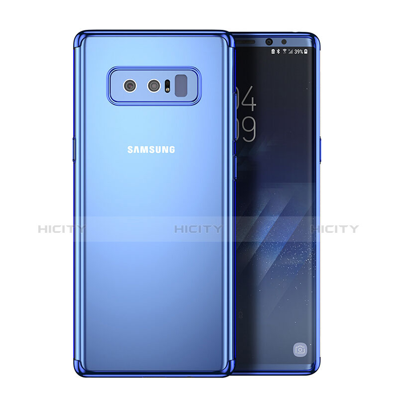 Samsung Galaxy Note 8用極薄ソフトケース シリコンケース 耐衝撃 全面保護 クリア透明 T11 サムスン ネイビー