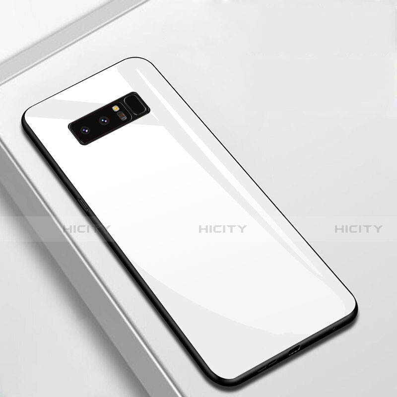 Samsung Galaxy Note 8 Duos N950F用ハイブリットバンパーケース プラスチック 鏡面 カバー M02 サムスン ホワイト