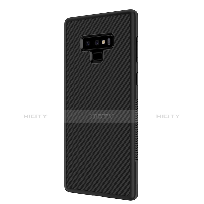 Samsung Galaxy Note 9用シリコンケース ソフトタッチラバー ツイル サムスン ブラック