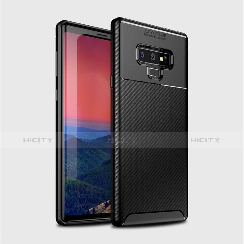 Samsung Galaxy Note 9用シリコンケース ソフトタッチラバー ツイル B02 サムスン ブラック