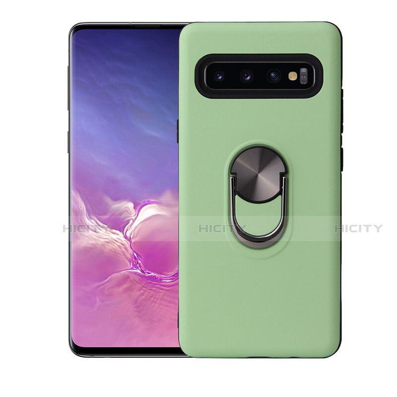 Samsung Galaxy S10 5G用極薄ソフトケース シリコンケース 耐衝撃 全面保護 アンド指輪 マグネット式 バンパー T07 サムスン グリーン