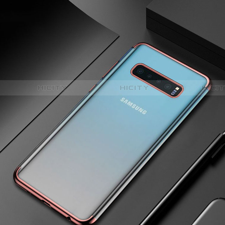 Samsung Galaxy S10 5G用極薄ソフトケース シリコンケース 耐衝撃 全面保護 クリア透明 H07 サムスン ローズゴールド