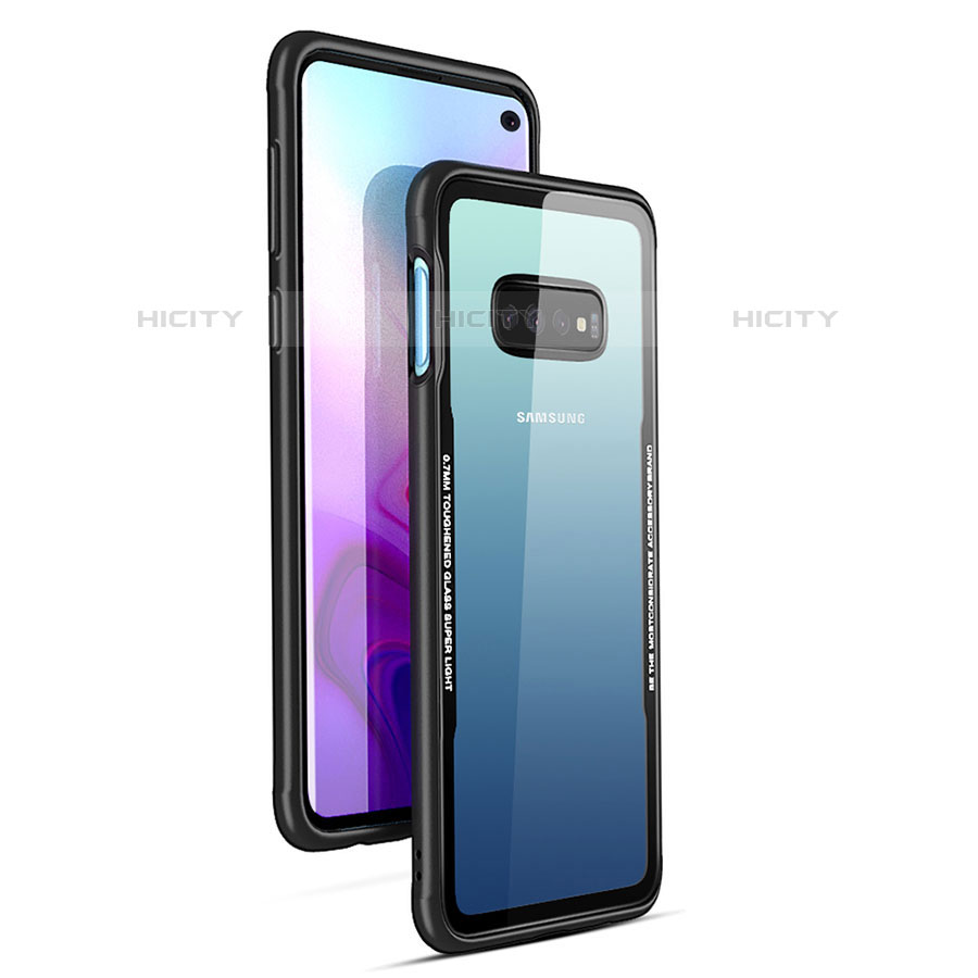 Samsung Galaxy S10 5G用ハイブリットバンパーケース クリア透明 プラスチック 鏡面 カバー T01 サムスン ブラック