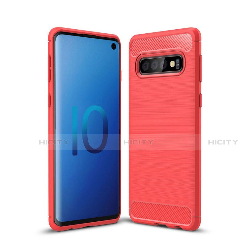 Samsung Galaxy S10 5G用シリコンケース ソフトタッチラバー ライン カバー サムスン レッド