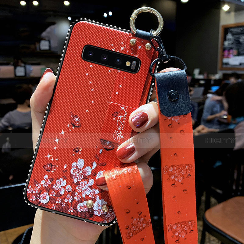 Samsung Galaxy S10 5G用シリコンケース ソフトタッチラバー 花 カバー K02 サムスン 