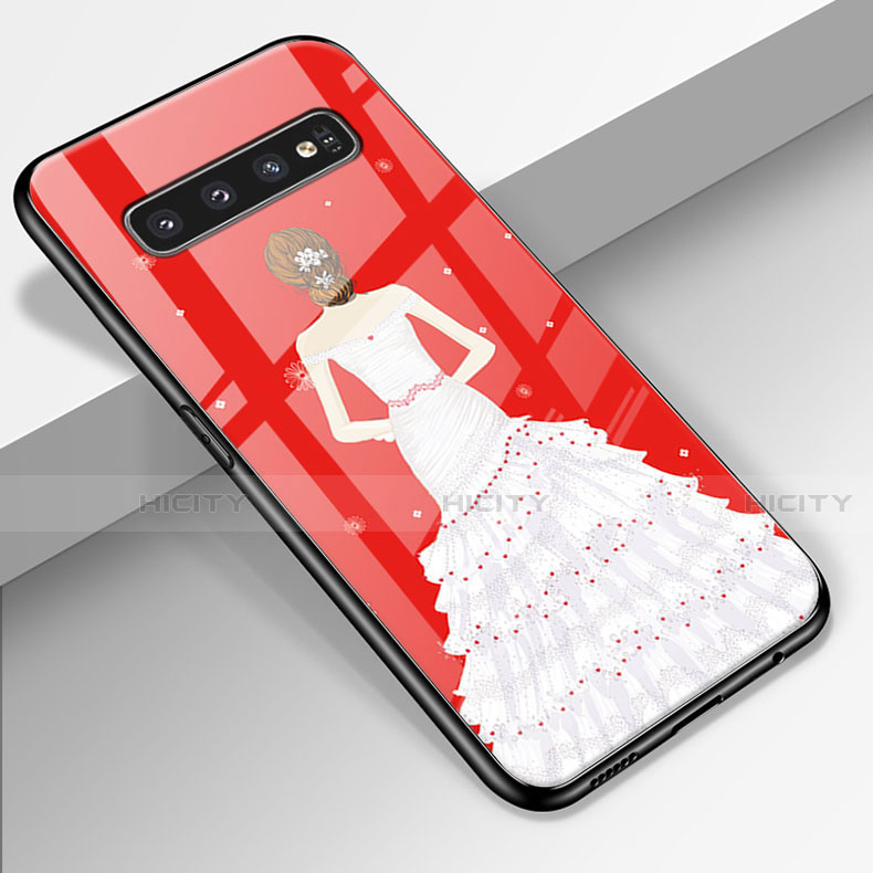 Samsung Galaxy S10用ハイブリットバンパーケース プラスチック ドレスガール ドレス少女 鏡面 カバー K01 サムスン カラフル