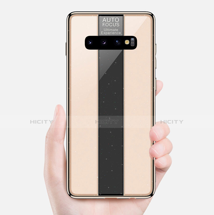 Samsung Galaxy S10用ハイブリットバンパーケース プラスチック 鏡面 カバー A01 サムスン ゴールド