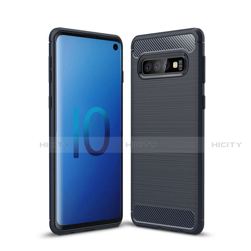 Samsung Galaxy S10用シリコンケース ソフトタッチラバー ライン カバー サムスン ネイビー