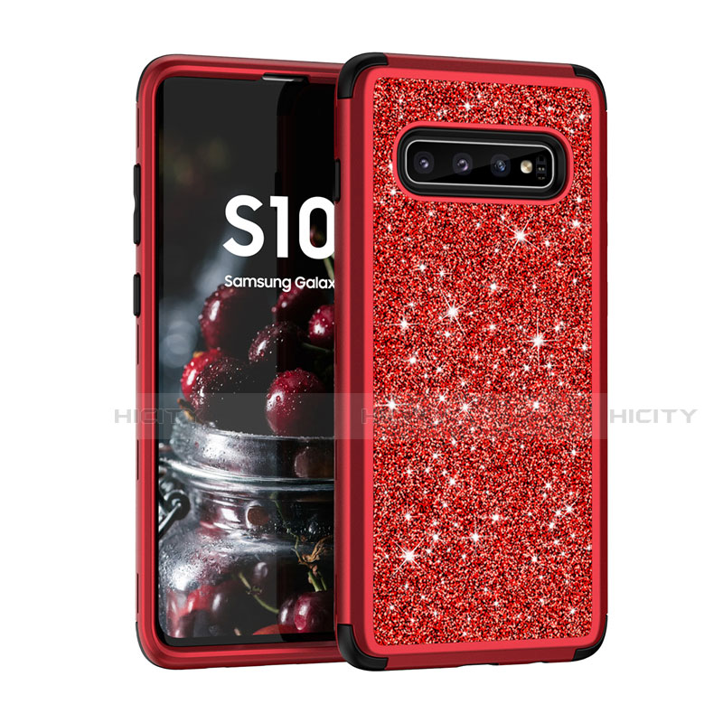 Samsung Galaxy S10用ハイブリットバンパーケース ブリンブリン カバー 前面と背面 360度 フル サムスン レッド