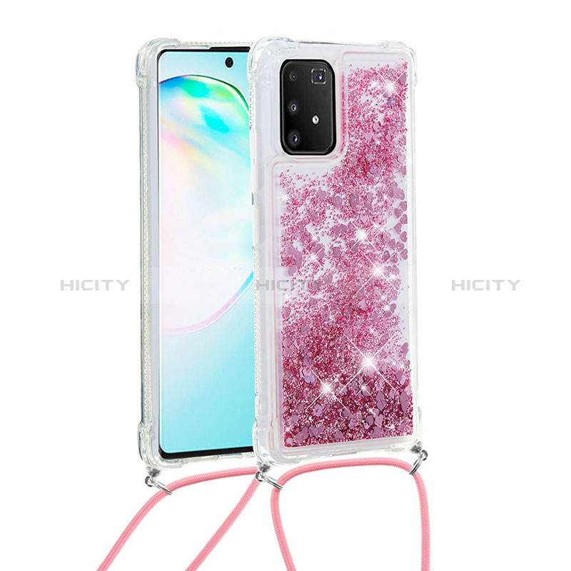 Samsung Galaxy S10 Lite用シリコンケース ソフトタッチラバー ブリンブリン カバー 携帯ストラップ S03 サムスン レッド