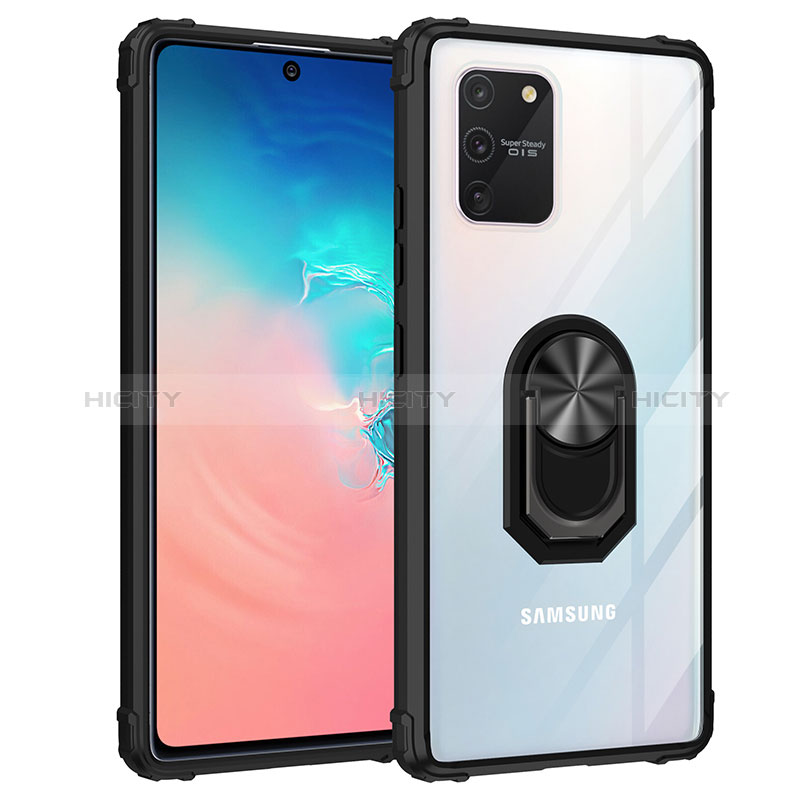 Samsung Galaxy S10 Lite用ハイブリットバンパーケース プラスチック アンド指輪 マグネット式 MQ2 サムスン ブラック