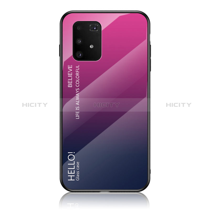 Samsung Galaxy S10 Lite用ハイブリットバンパーケース プラスチック 鏡面 虹 グラデーション 勾配色 カバー LS1 サムスン ローズレッド